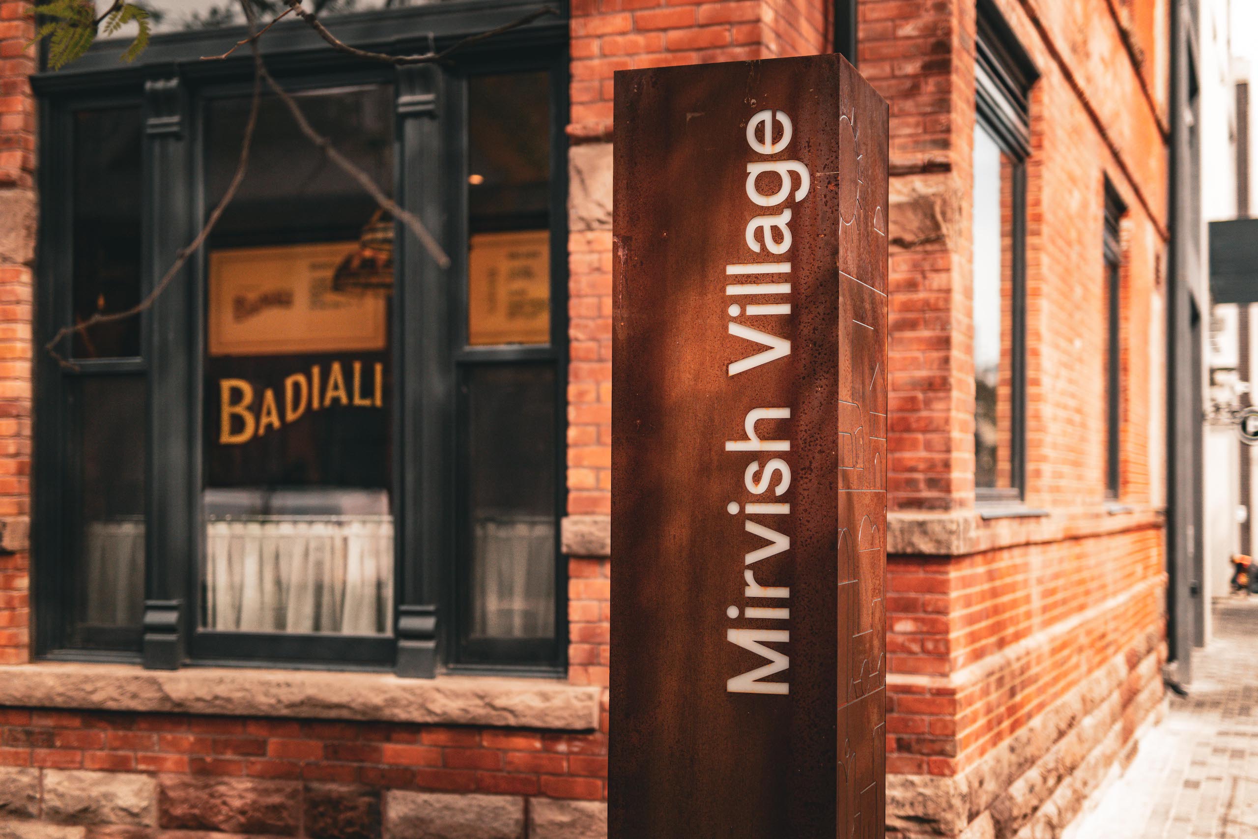 mirvish village sign in toronto ontario